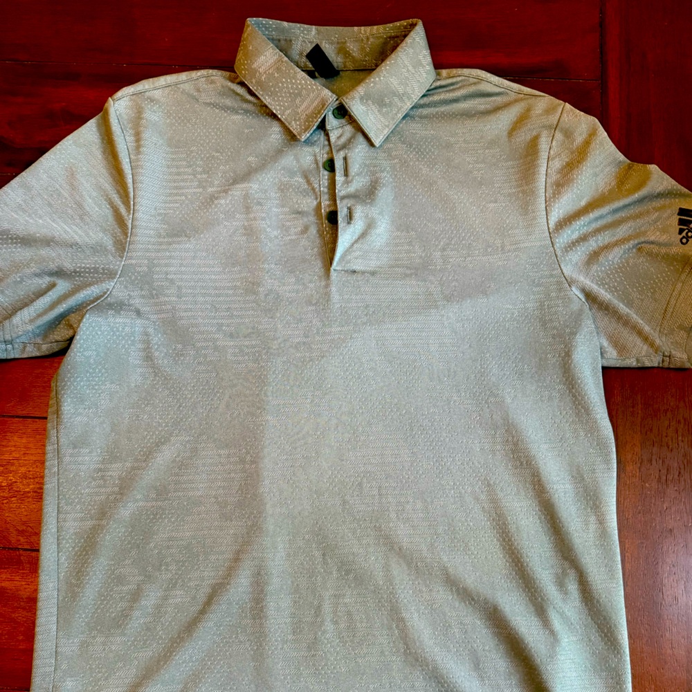 Adidas green patterned polo